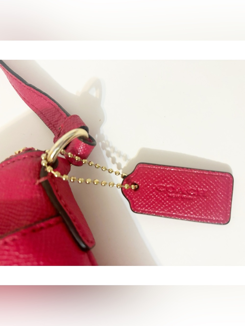 Coach Crossbody Purse Bag w/Pop-Up Pouch, Raspberry Purse, Tan/Brown Pouch - Picture 5 of 13